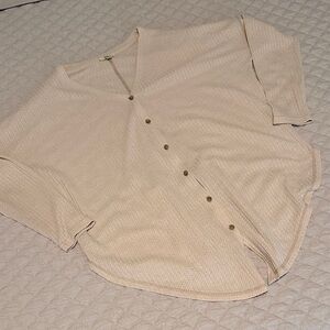 Beige Button-Up Cardigan